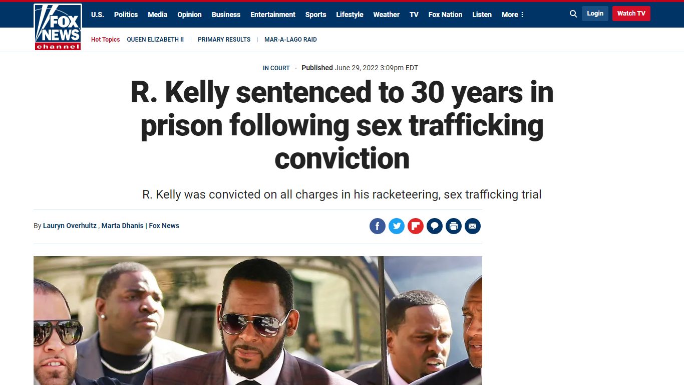 R. Kelly sentenced to 30 years in prison following sex trafficking ...